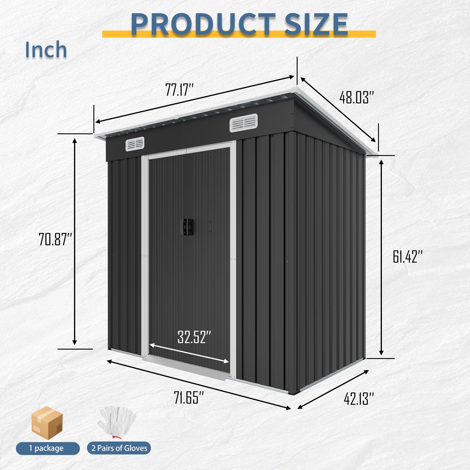 6x4ft Metal Shed, Sliding‑Door Outdoor Storage Building with Ventilation Vents & Threshold,Galvanized Steel Shed for Garden, Yard(6.43*4 FT) image 5