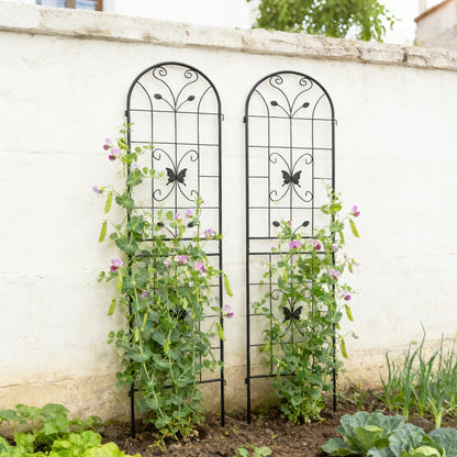 2 Pack Metal Garden Trellis 86.7" x 19.7" Rustproof Trellis for Climbing Plants Outdoor Flower Support Black image 8
