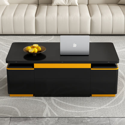 [Video Provided]VIBE HAUS Lift-Top Coffee Table with Storage Stools, Modern Center Table with Foldable Top, Multi-Functional Adjustable Coffee Table for Living Room(OLD SKU:N724P292506B) image 3