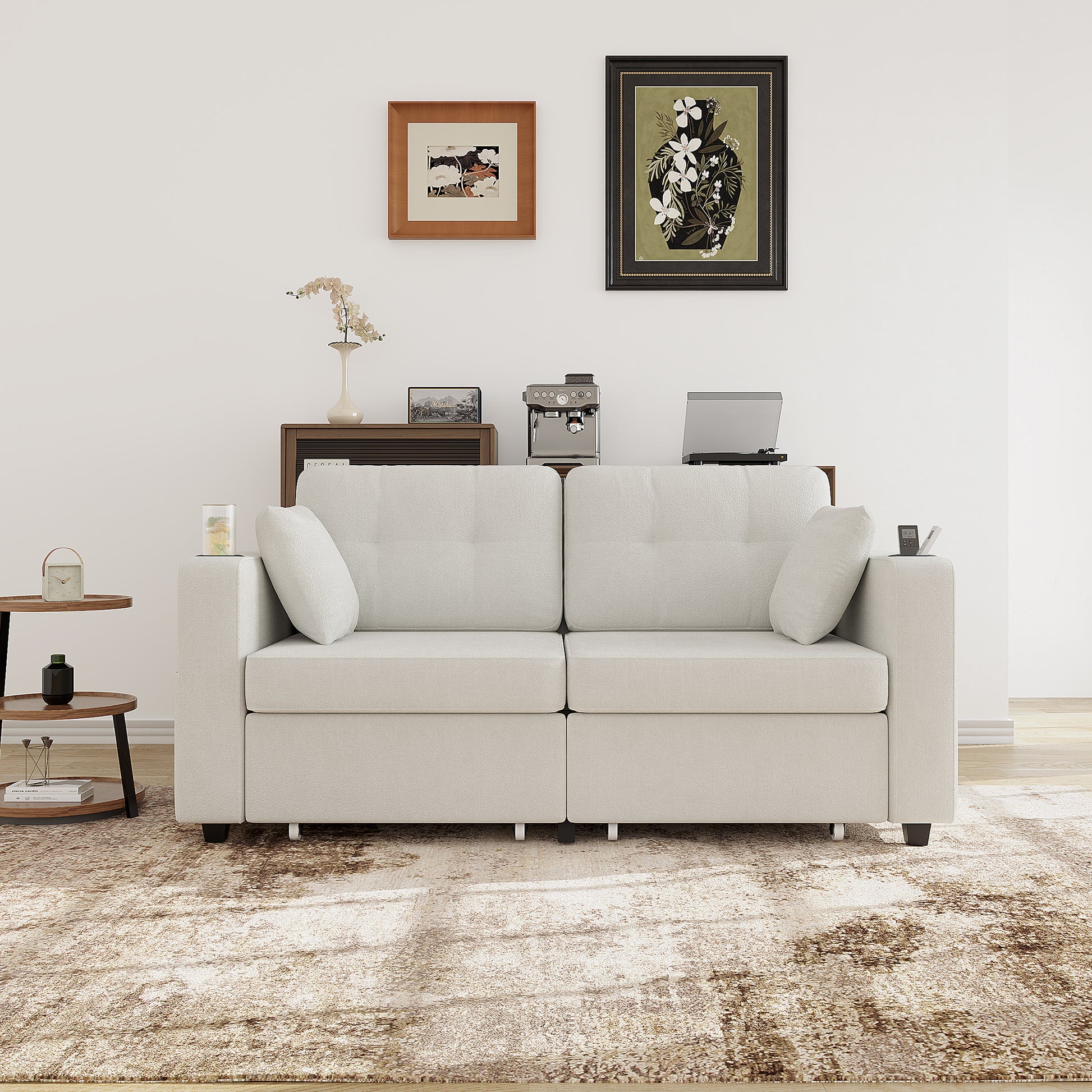 Sofas for Living Room, Couch Set,3 Seats Sofa, USB Charging,Wood Frame,Easy to Install,with Storage, Charging Station,Cup Holder,Modern Sectional Sofas for Living Room, Apartment,Chenille Fabric image 7