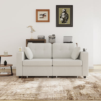 Sofas for Living Room, Couch Set,3 Seats Sofa, USB Charging,Wood Frame,Easy to Install,with Storage, Charging Station,Cup Holder,Modern Sectional Sofas for Living Room, Apartment,Chenille Fabric image 7
