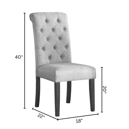 Leviton Solid Wood Tufted Asons Dining Chair, Set of 2, Grey image 6