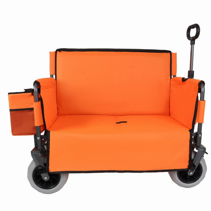 3-in-1 Folding Wagon with Bench Seat – patent protection, Includes 1 ice pack, 500lbs Capacity, 9"x4" Beach Tires for Camping & Beach, orange image 12