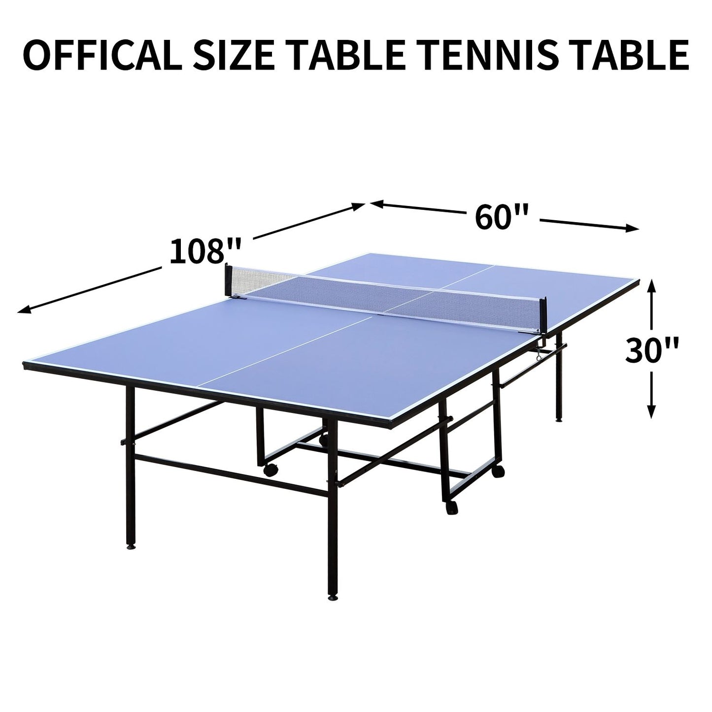 9ft Mid-Size Table Tennis Table Foldable & Portable Ping Pong Table Set for Indoor Games with Net, 2 Table Tennis Paddle image 2