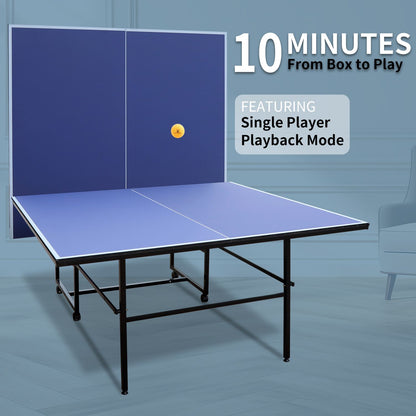 9ft Mid-Size Table Tennis Table Foldable & Portable Ping Pong Table Set for Indoor Games with Net, 2 Table Tennis Paddle image 9
