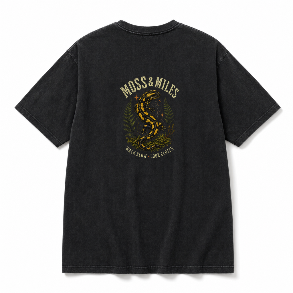 Moss & Miles Fire Salamander Graphic T-Shirt, Vintage Woodland Hiking Tee - image 3