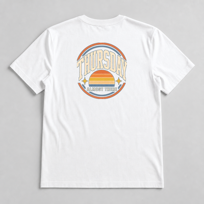 Thursday Almost There Club Retro Graphic T-Shirt, Workweek Humor Tee - image 1
