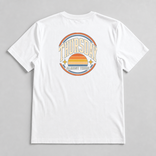Thursday Almost There Club Retro Graphic T-Shirt, Workweek Humor Tee - image 1