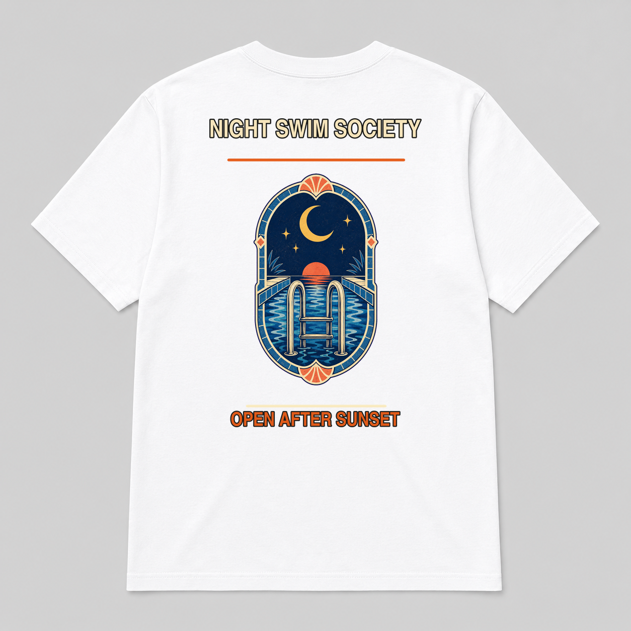 Night Swim Society Vintage Pool Graphic T-Shirt, Retro Swimming Club Gift Tee - image 1