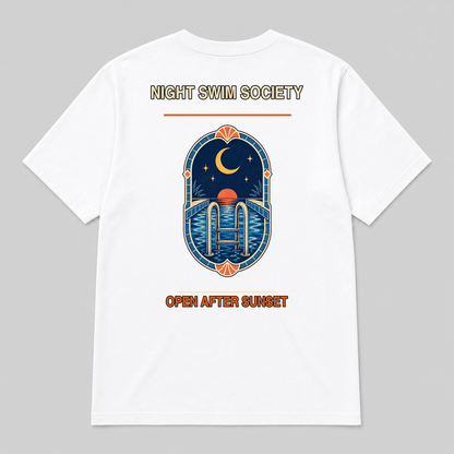 Night Swim Society Vintage Pool Graphic T-Shirt, Retro Swimming Club Gift Tee - image 1