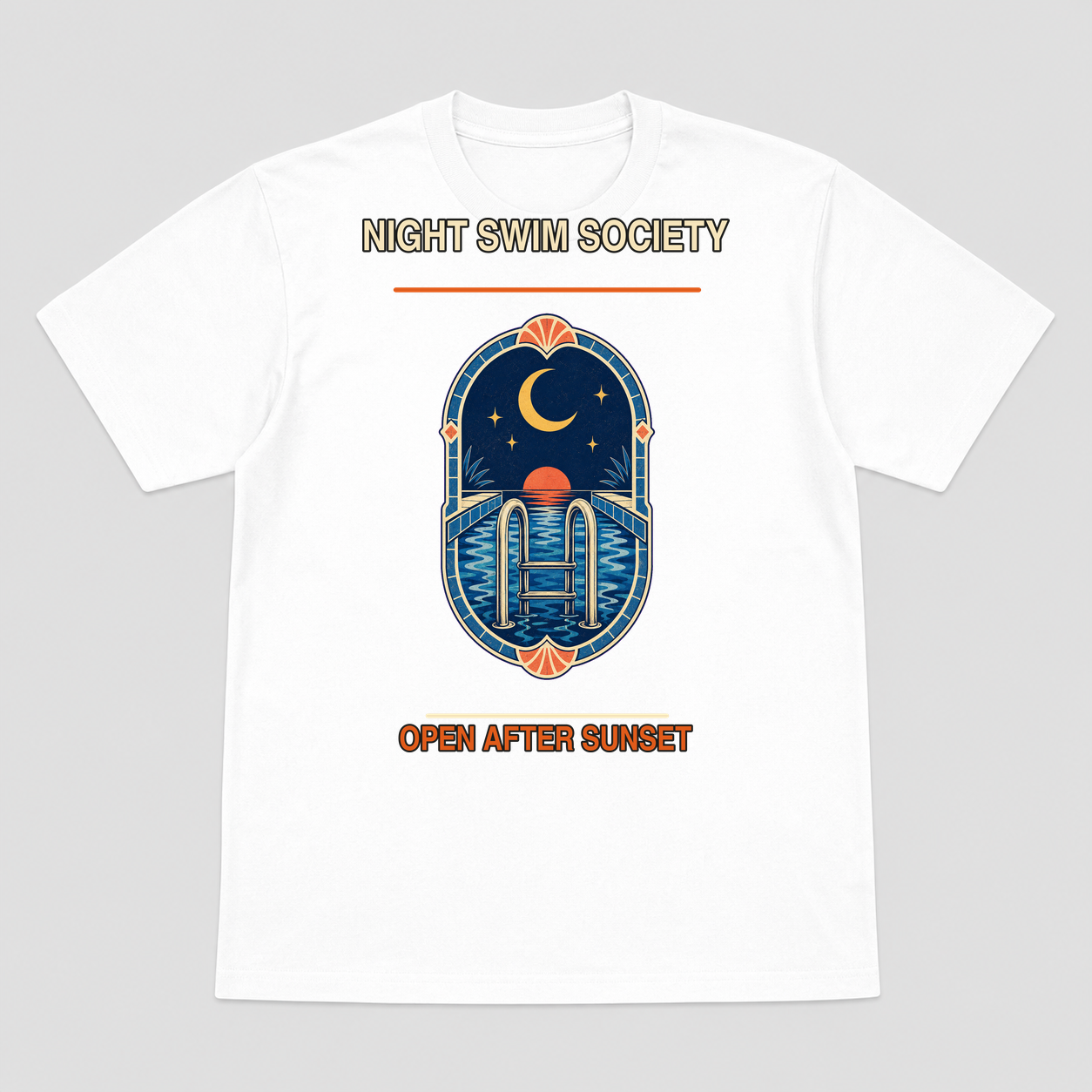 Night Swim Society Vintage Pool Graphic T-Shirt, Retro Swimming Club Gift Tee - image 2