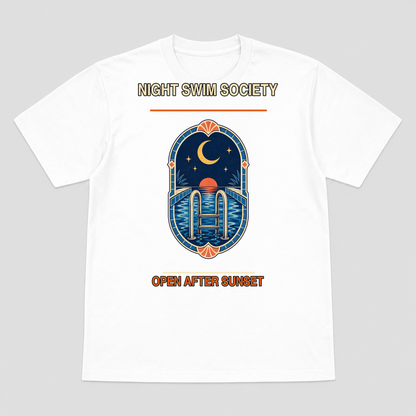 Night Swim Society Vintage Pool Graphic T-Shirt, Retro Swimming Club Gift Tee - image 2