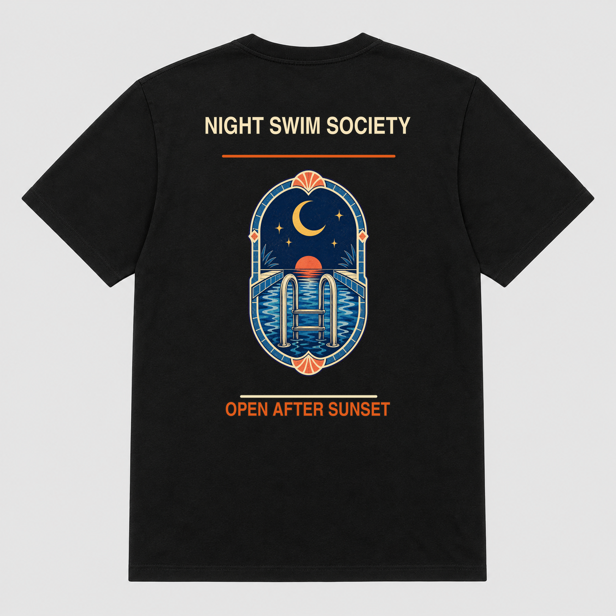 Night Swim Society Vintage Pool Graphic T-Shirt, Retro Swimming Club Gift Tee - image 3