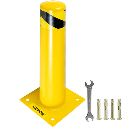 VEVOR Safety Bollard, Steel Pipe Bollard Post 24-48 in Heigh 24 in x 4.5 in | 1 Pc, 4 Bolts