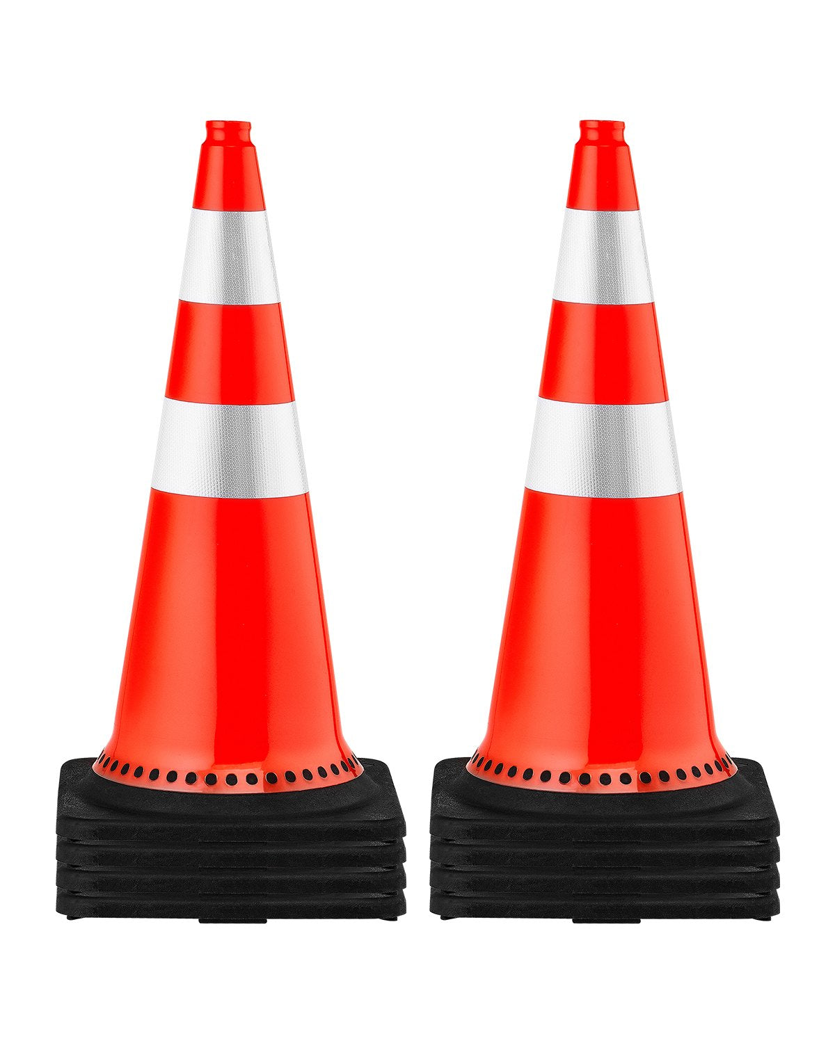 VEVOR Safety Cones, PVC Orange Traffic Cones with Reflective Collars and Weighted Base, Collapsible Cone Pack with Storage Bag for Traffic Control, Driveway, Road, Parking and School 30 in / 8 Pack / No