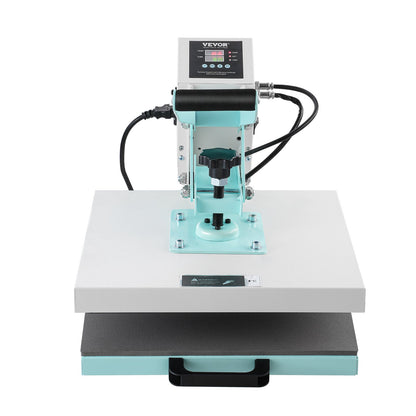 VEVOR Heat Press Machine, Digital Sublimation Heat Press for T-Shirts, Pillows and Bags, Press-Down and Slide-Out Designs, Industrial Heat Transfer Vinyl Press with Teflon Coating 15 x 15 in, Green, Slide-Out