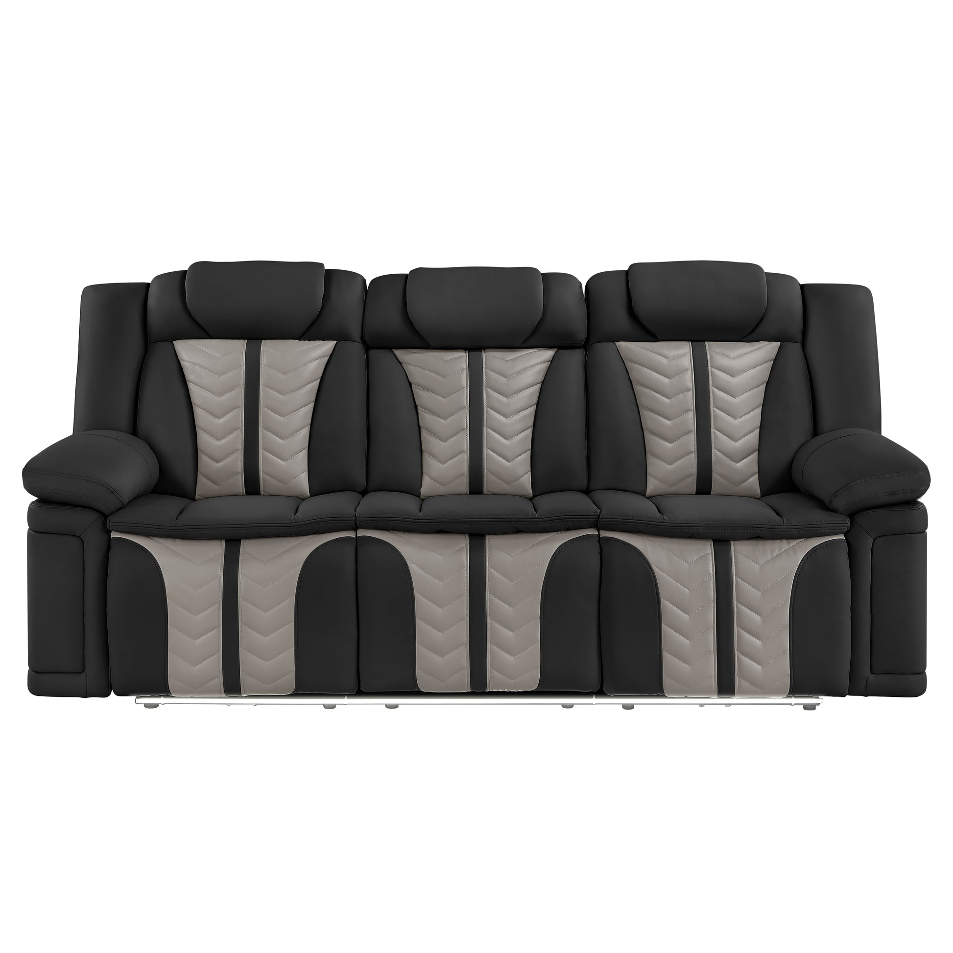 Cruiser 2‑Piece Power Reclining Set with LED Lighting, Massage, Wireless Charging & Speaker Console Made with Faux Leather in Black and Gray image 7