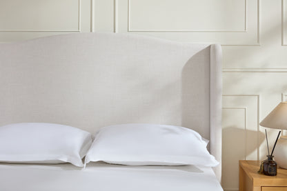 Hannah Upholstered Wingback Bed Size Queen / Tall 54" Headboard Upholstered Queen Bed / Premium Textured Canvas Chenille Look Ivory / Minimalist Designs / No Box Spring Needed / Easy Assembly / Queen image 5