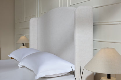 Hannah Upholstered Wingback Bed Size Queen / Tall 54" Headboard Upholstered Queen Bed / Premium Textured Canvas Chenille Look Ivory / Minimalist Designs / No Box Spring Needed / Easy Assembly / Queen image 7