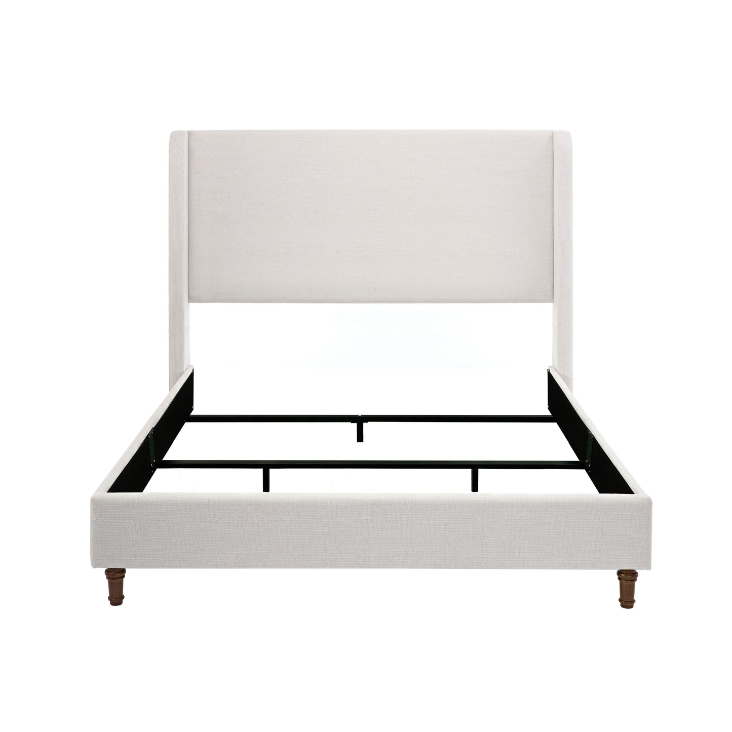 Hayden Upholstered Wingback Bed Size Queen / Tall 54" Headboard Upholstered Queen Bed / Without Wooden Slats / Box Spring Request / Queen / Textured Ivory Canvas / Elegant Simplicity / Easy Assembly image 1