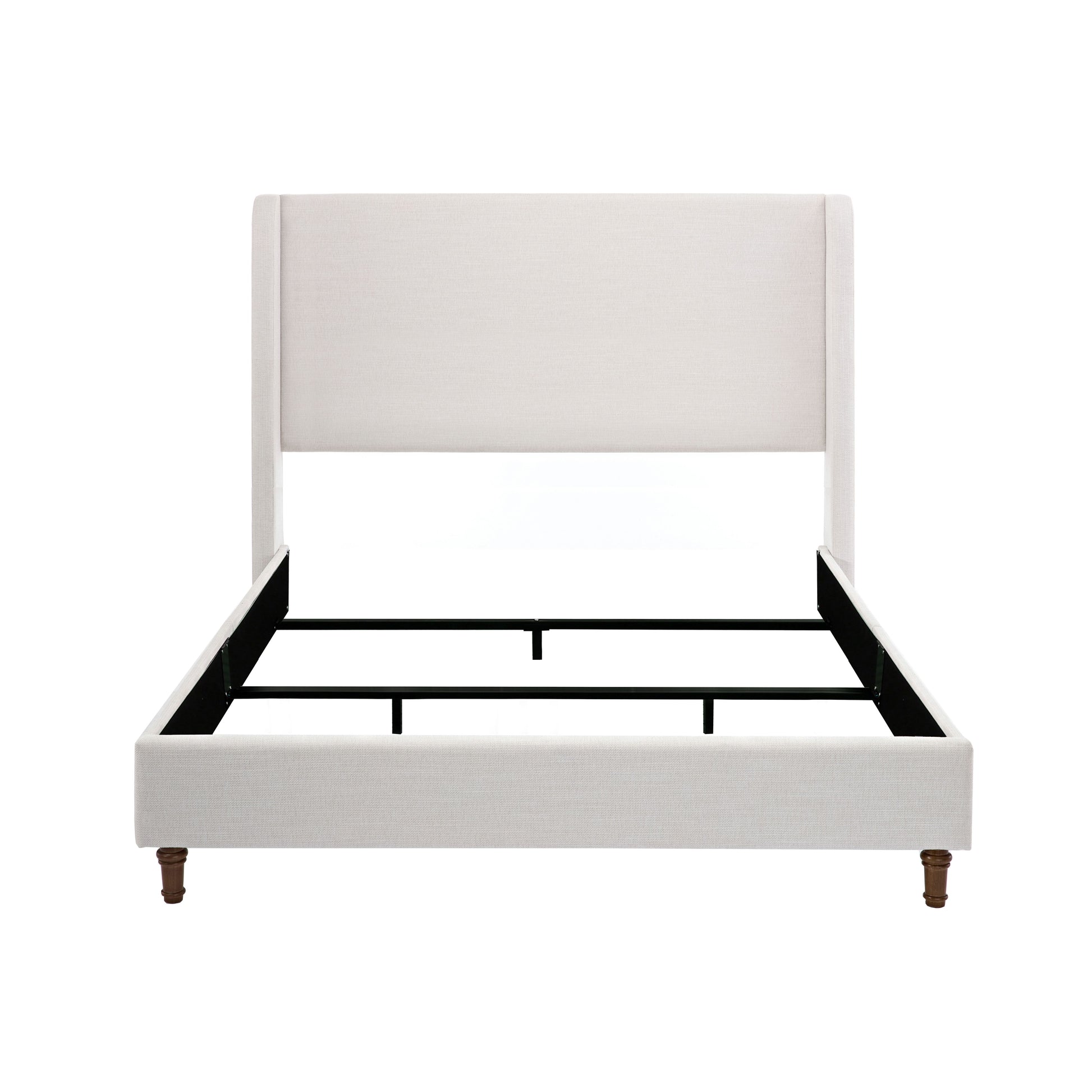 Hayden Upholstered Wingback Bed Size Queen / Tall 54" Headboard Upholstered Queen Bed / Without Wooden Slats / Box Spring Request / Queen / Textured Ivory Canvas / Elegant Simplicity / Easy Assembly image 1