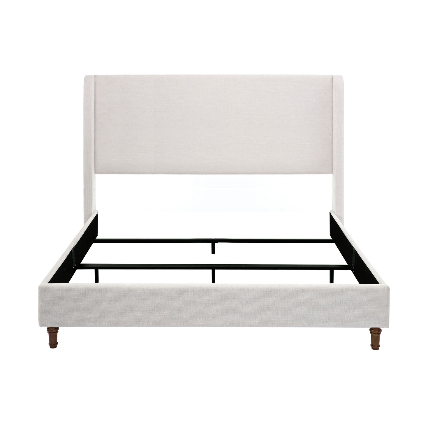 Hayden Upholstered Wingback Bed Size King / Tall 54" Headboard Upholstered King Bed / Without Wooden Slats / Box Spring Required / King / Textured Ivory Canvas / Elegant Simplicity / Easy Assembly image 1