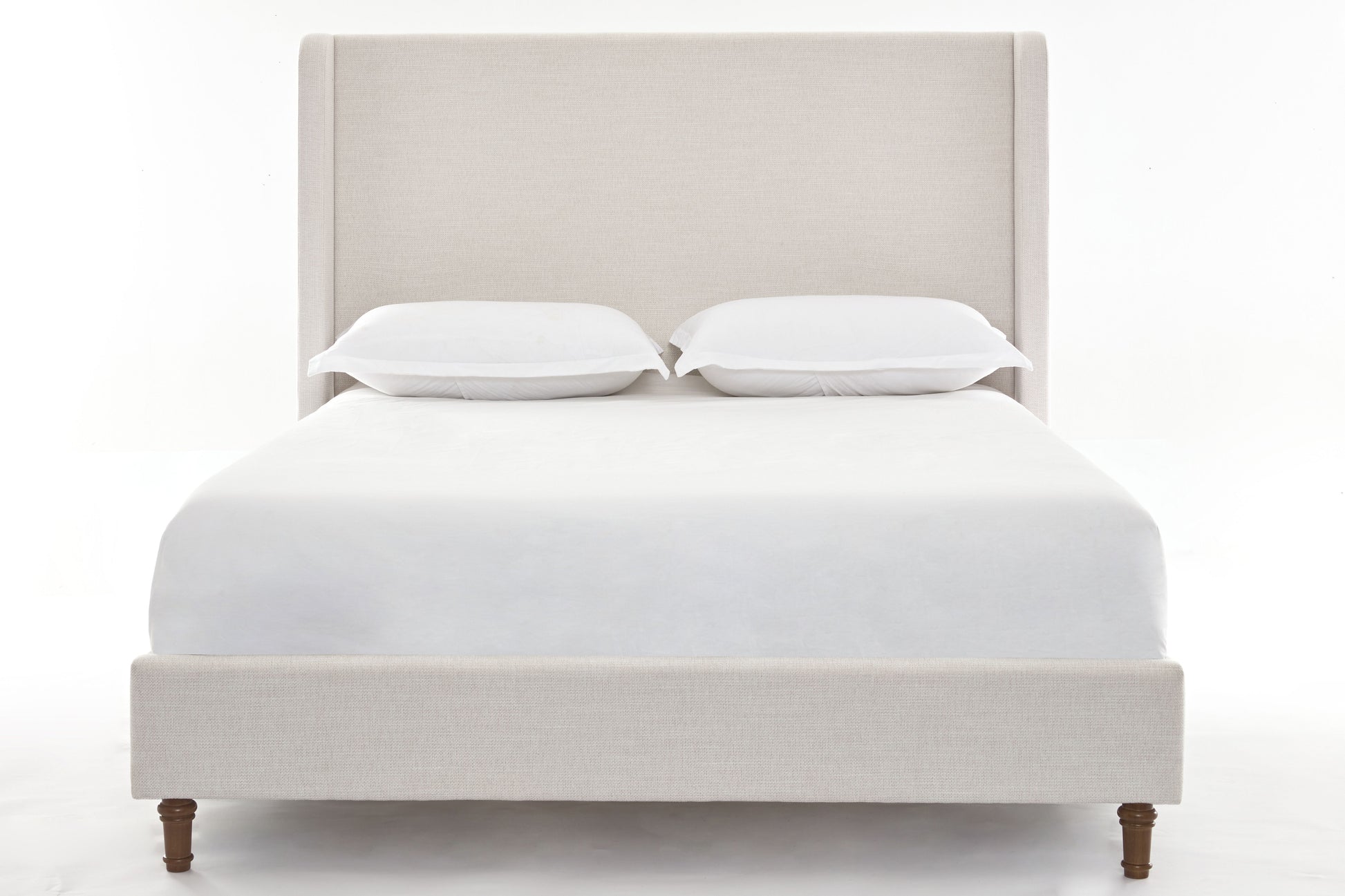 Harper Tall Headboard Upholstered Bed / 54" High Headboard / Elegant Simplicity / No Box Spring Needed / Easy Assembly / California King / Textured Ivory Canvas image 10