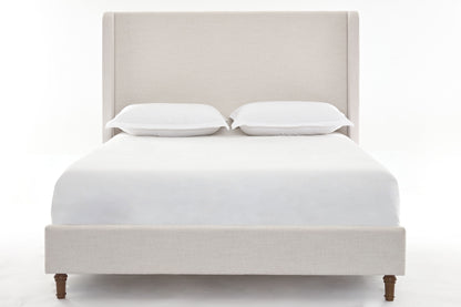 Harper Tall Headboard Upholstered Bed / 54" High Headboard / Elegant Simplicity / No Box Spring Needed / Easy Assembly / California King / Textured Ivory Canvas image 10