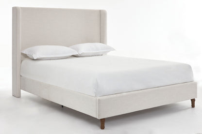 Harper Tall Headboard Upholstered Bed / 54" High Headboard / Elegant Simplicity / No Box Spring Needed / Easy Assembly / California King / Textured Ivory Canvas image 12