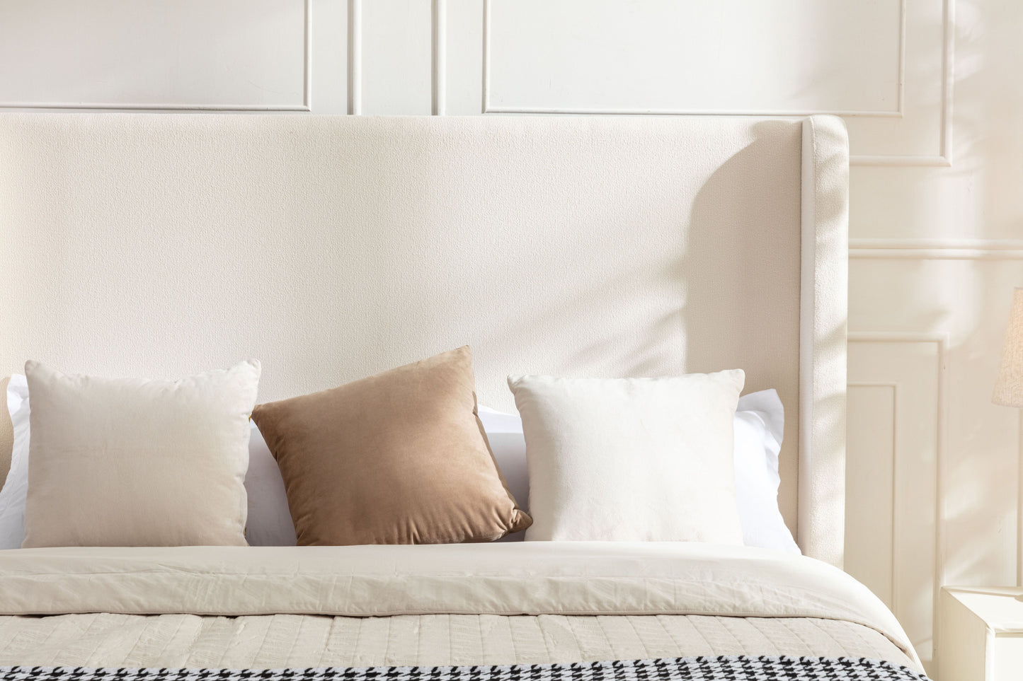 Harper Tall Headboard Upholstered Bed / 54" High Headboard / Elegant Simplicity / No Box Spring Needed / Easy Assembly / California King / Ivory Boucle image 5