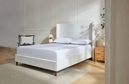 Harper Tall Headboard Upholstered Bed / 54" High Headboard / Elegant Simplicity / No Box Spring Needed / Easy Assembly / California King / Cream White Chenille image 10