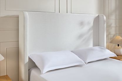 Harper Tall Headboard Upholstered Bed / 54" High Headboard / Elegant Simplicity / No Box Spring Needed / Easy Assembly / California King / Cream White Chenille image 6