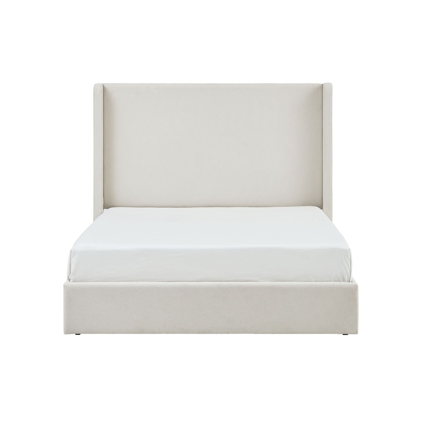 Carmen Upholstered Wingback Bed / Upholstered Platform Bed Frame / 52.3" High Headboard / Simplicity / Minimalist / No Box Spring Needed / Easy Assembly / King/ Ivory Boucle / No Noise image 7
