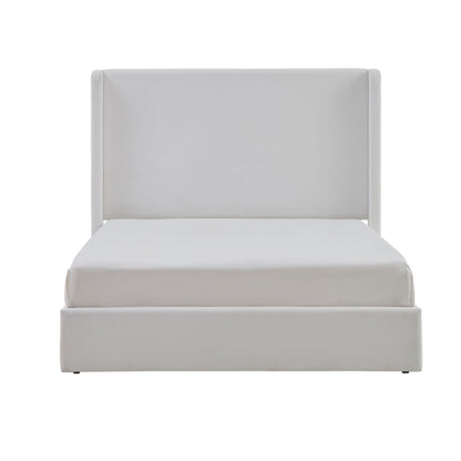 Carmen Upholstered Wingback Bed / Upholstered Platform Bed Frame / 52.3" High Headboard / Simplicity / Minimalist / No Box Spring Needed / Easy Assembly / King / Coconut Micro Suede / No Noise image 7