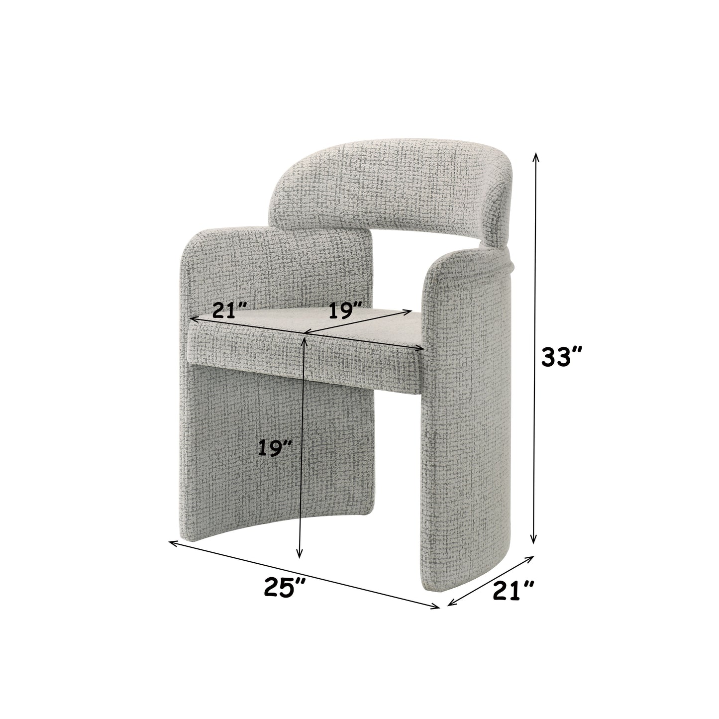 Kyree Ivory & Grey Chenille Arm Chair (Set of 2) image 4