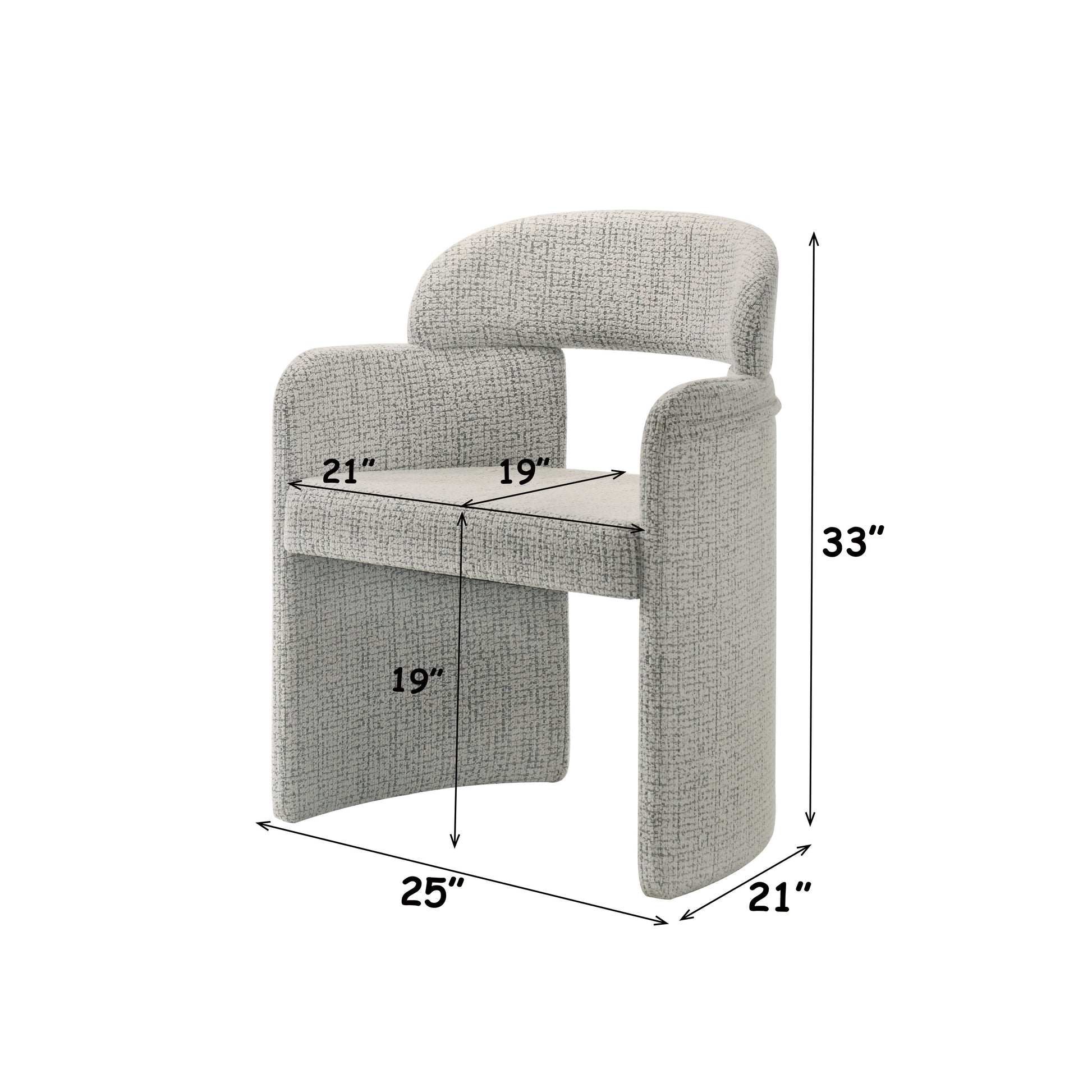 Kyree Ivory & Grey Chenille Arm Chair (Set of 2) image 4