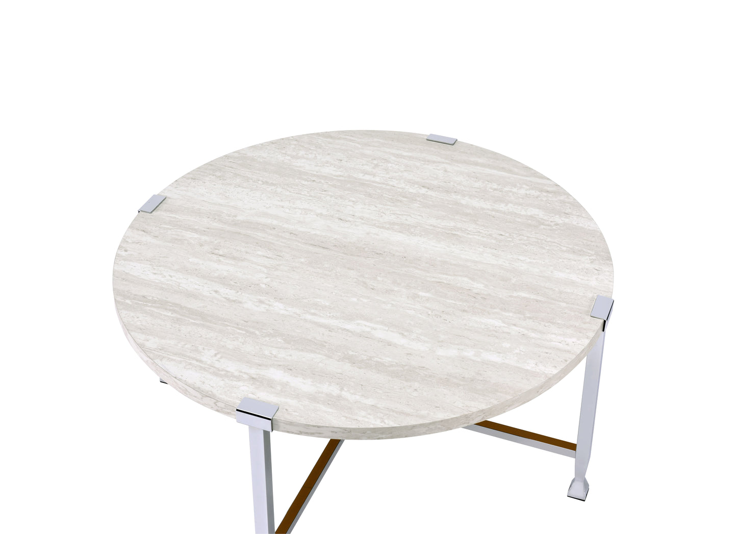 Brecon White Oak & Chrome Finish Coffee Table image 4
