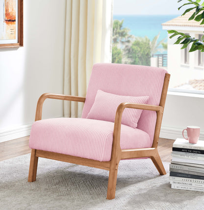 Corduroy Upholstered Wooden Armchair image 1