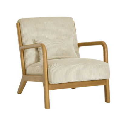 Corduroy Upholstered Wooden Armchair image 2