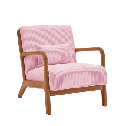 Corduroy Upholstered Wooden Armchair image 3