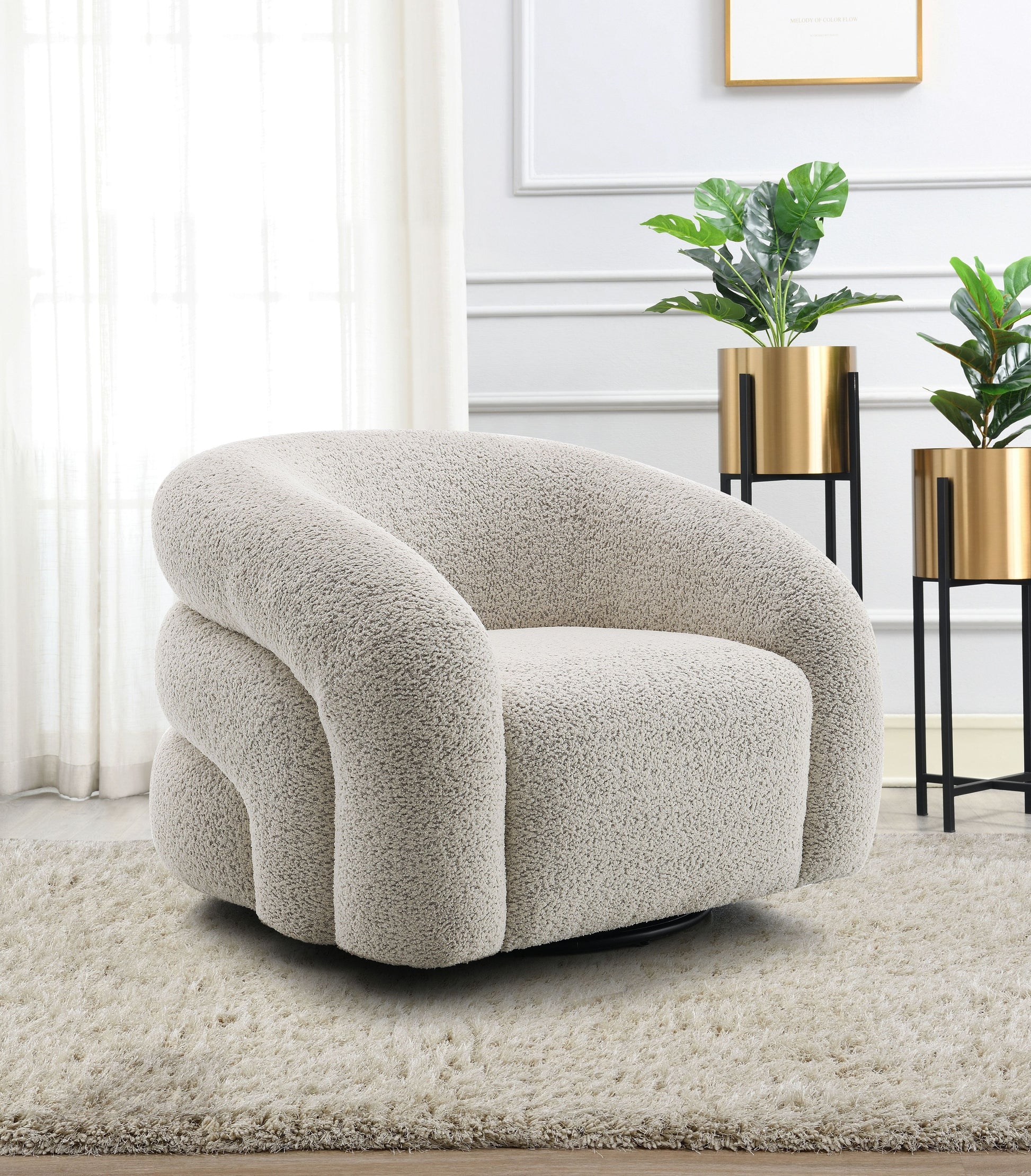 Irma Gray Boucle Chair W/Swivel image 1