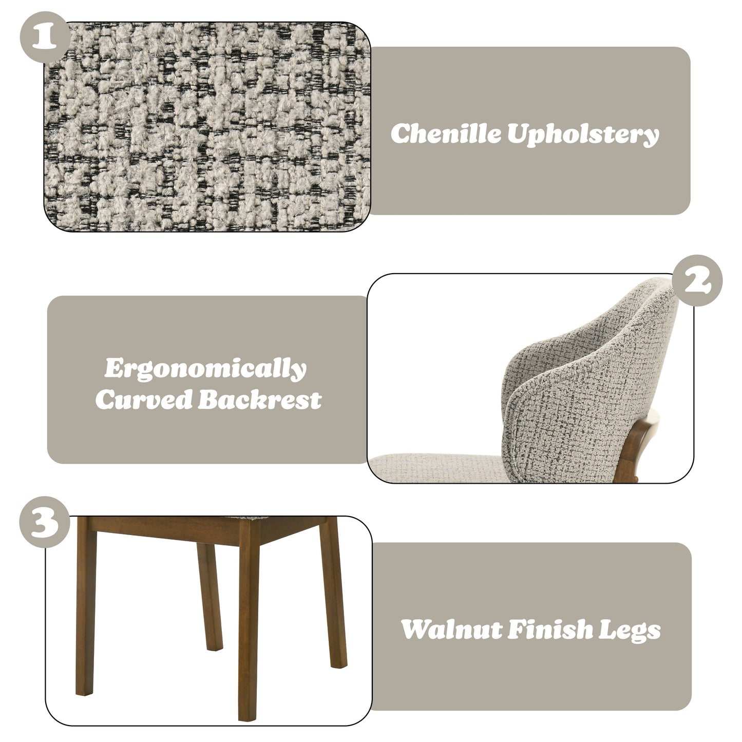 Oleia Chenille & Walnut Side Chair (Set of 2) image 3