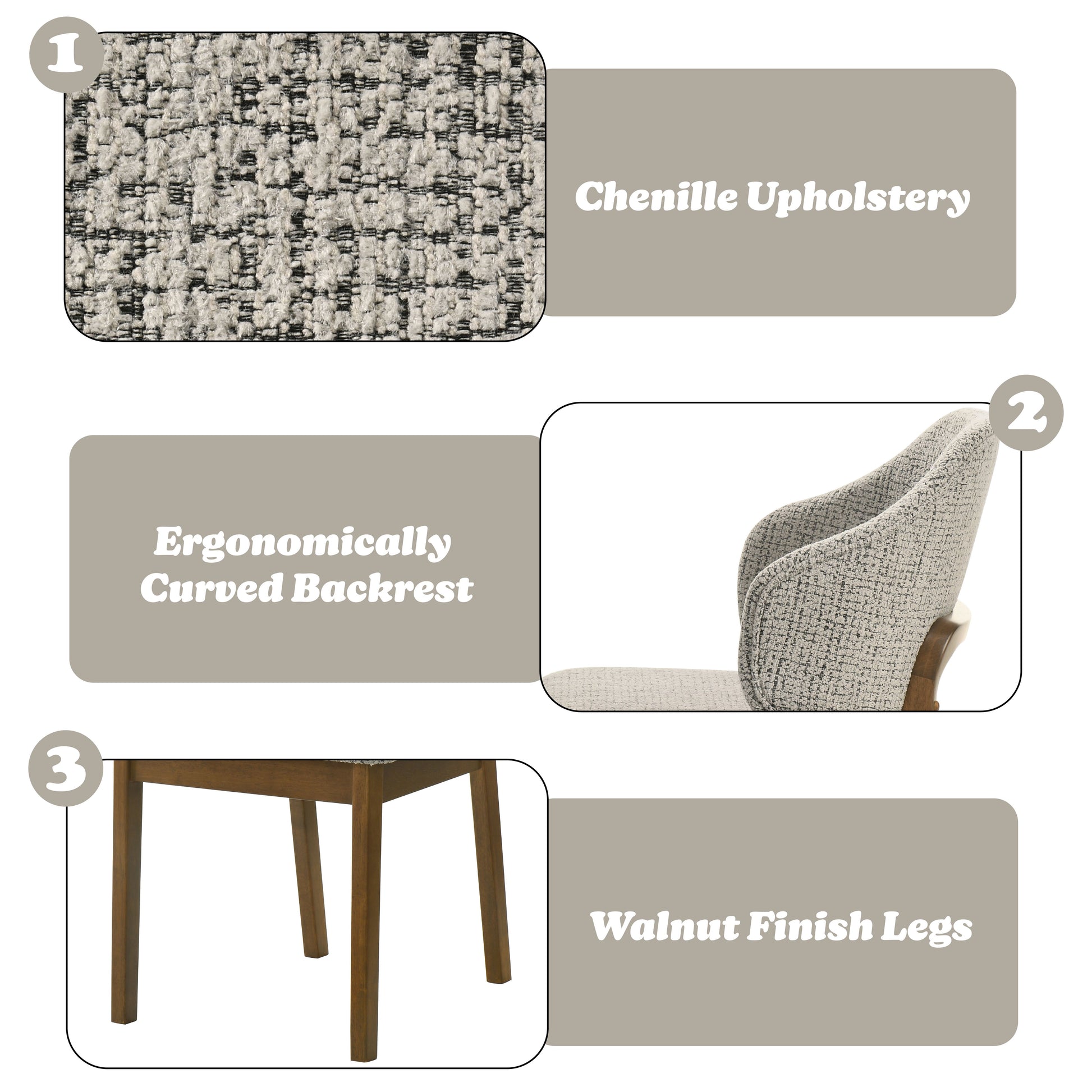 Oleia Chenille & Walnut Side Chair (Set of 2) image 3