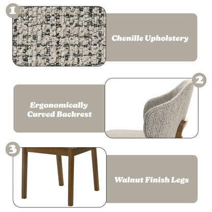 Oleia Chenille & Walnut Side Chair (Set of 2) image 3