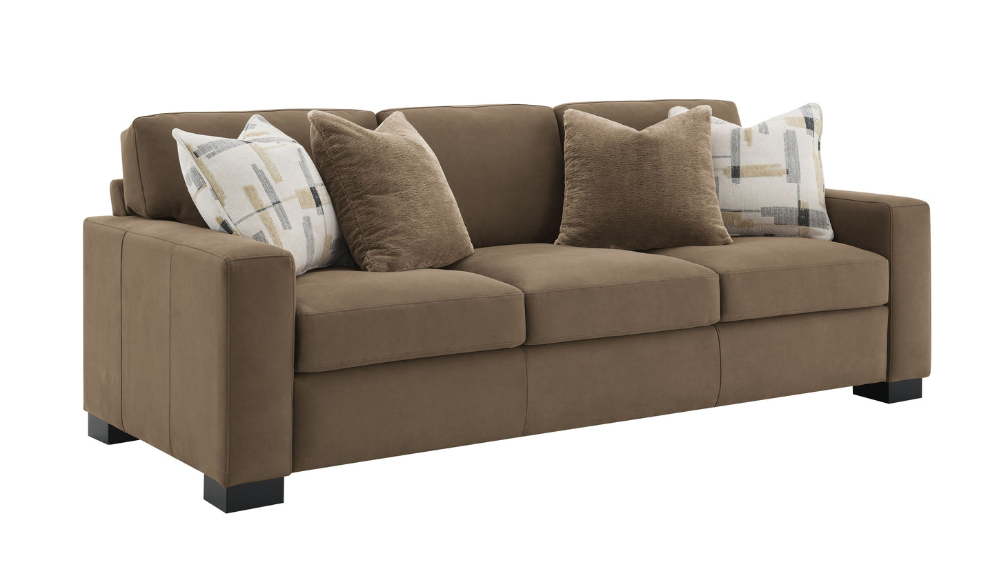 Darya Brown Suede Fabric Sofa w/4 Pillows image 2