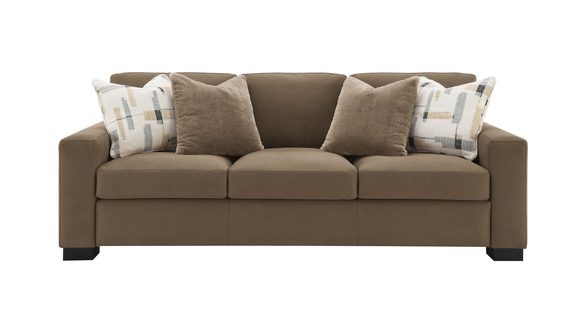 Darya Brown Suede Fabric Sofa w/4 Pillows image 3