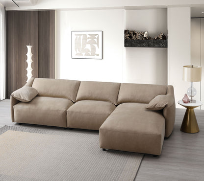 Veata Light Brown Suede Sectional Sofa image 1