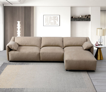 Veata Light Brown Suede Sectional Sofa image 2