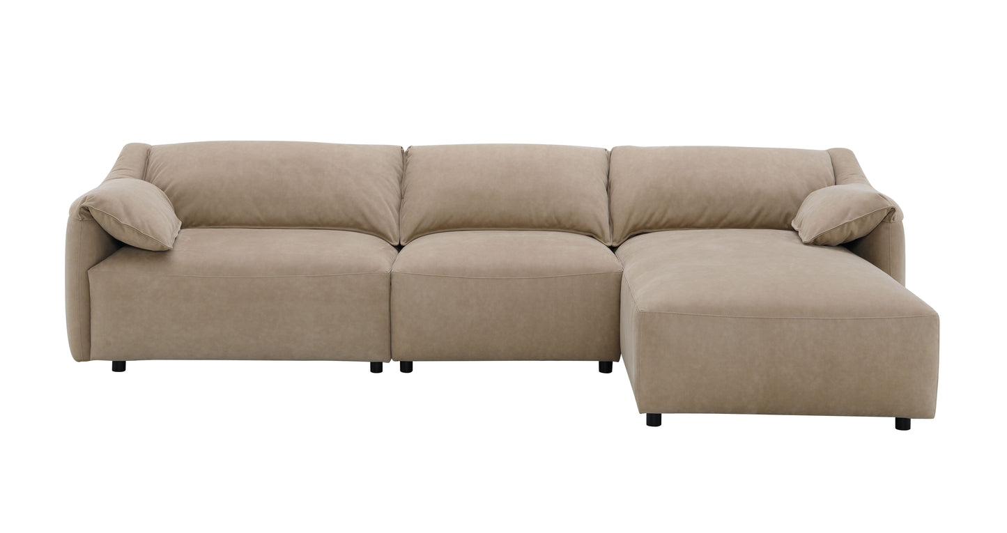 Veata Light Brown Suede Sectional Sofa image 4