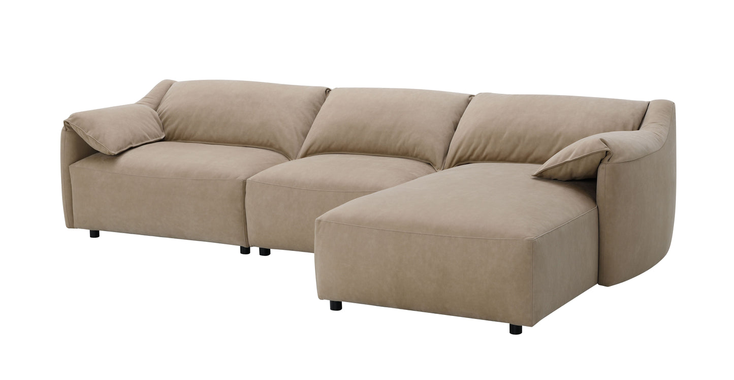 Veata Light Brown Suede Sectional Sofa image 5